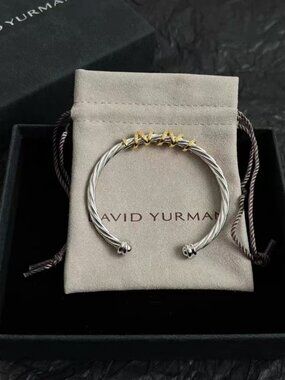 David Yurman Twisted Cable Bracelet with Gold Accents